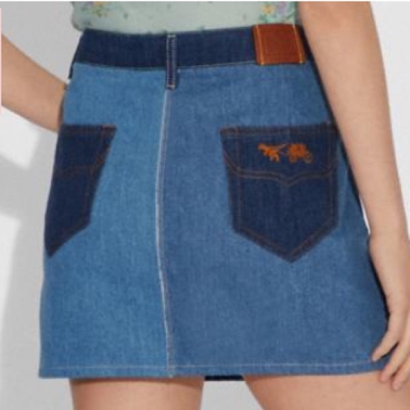 COACH 1941 TONAL DENIM PATCHWORK MINI SKIRT SIZE 4 - Picture 10 of 14